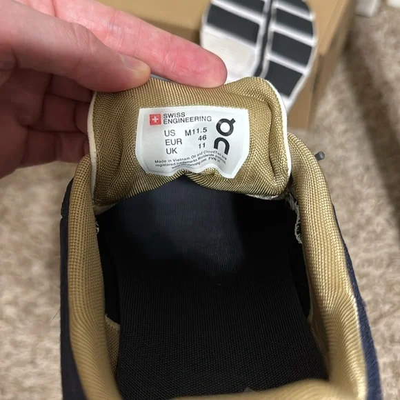 On Running Men's Black, White, Navy, Gold Athletic Shoes - Picture 4 of 5